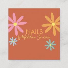 Cartão De Horário Técnico de Unhas Floral Groovy  