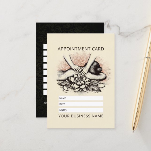 Cartão De Horário Terapêutica de Massagem Terapia Mãos Energia Spa B (Frente/Verso In Situ)