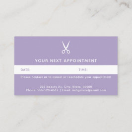 Cartão De Horário Tesoura Hair Salon Roxo Moderno