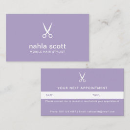 Cartão De Horário Tesoura Roxa Moderna de Lista de Cabelos Móveis