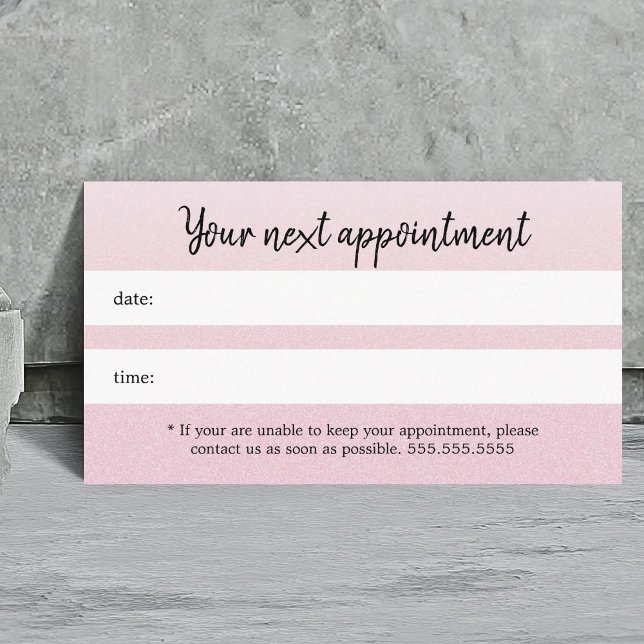 Cartão De Horário Texto Elegante Simples - Nomeação de Beleza Rosa (Criador carregado)