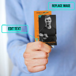 Cartão De Horário Treinador pessoal ou treinador preto e laranja