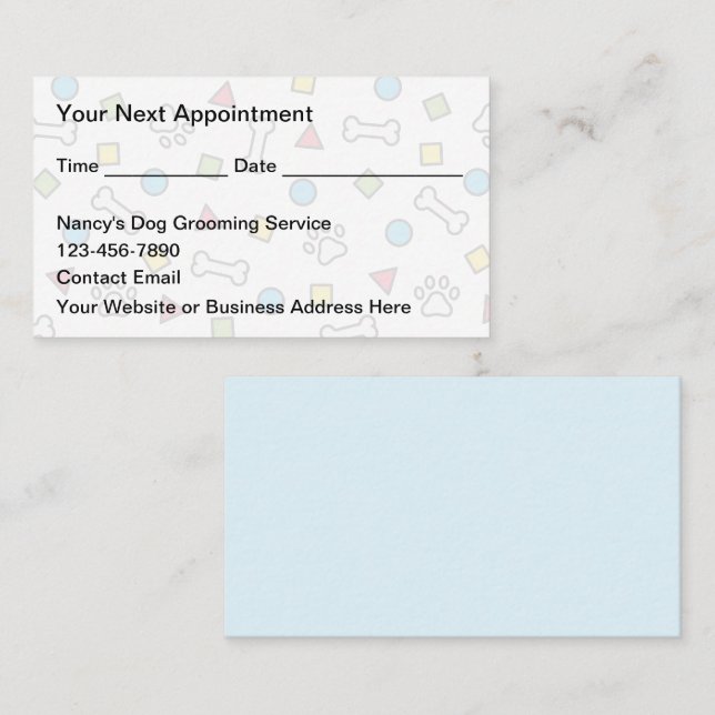 Cartão De Horário Trendy Dog Grooming Appointment Cards (Frente/Verso)