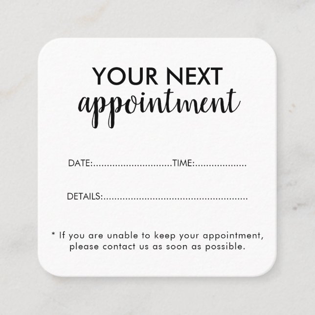 Cartão De Horário Trendy Modern Salon Appointment Reminder Card (Frente)