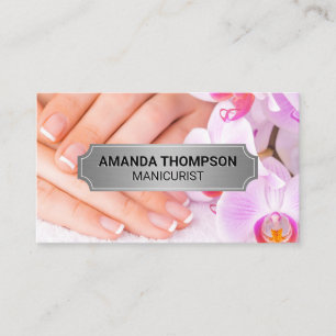 Cartão De Horário Unhas de manicure Flores Orquídeas Rosa