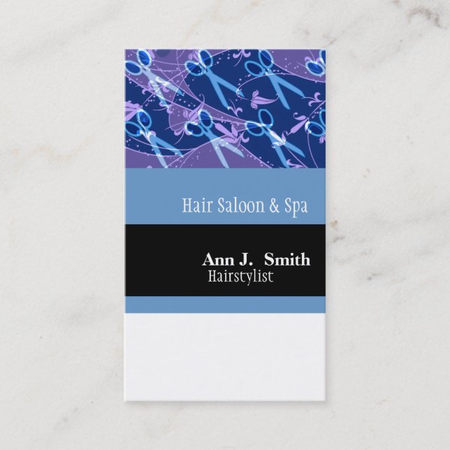 Cartão De Horário Uns muitos das tesouras. Nomeação do CABELEIREIRO (Frente)