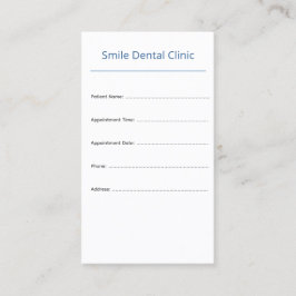 Cartão De Horário Vertical Dental Appointment Card Clean Design