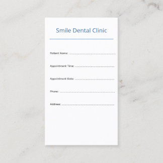 Cartão De Horário Vertical Dental Appointment Card Clean Design
