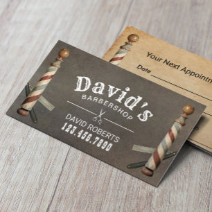 Cartão De Horário Vintage Barber Hair Stylist Razor Nomeação