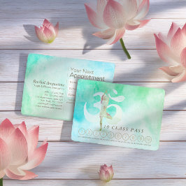 Cartão De Horário YOGA 10 Classe Pass Appoint Meditation Pose Om
