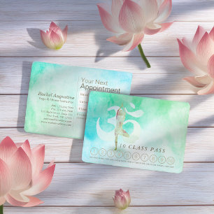 Cartão De Horário YOGA 10 Classe Pass Appoint Meditation Pose Om