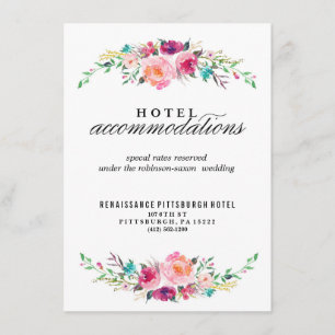 Cartão de Hotel Bohemian Floral Wedding