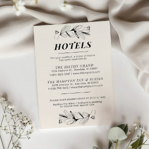 Cartão de Hotel Vintage Black & Cream Retro Weddin