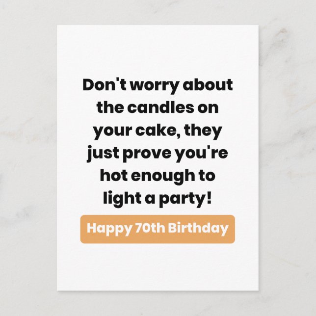 Cartão de Humor de 70 Anos de Idade (Frente)