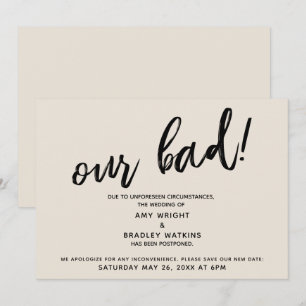 Cartão de Humor de Casamento Adiado por Escrita M