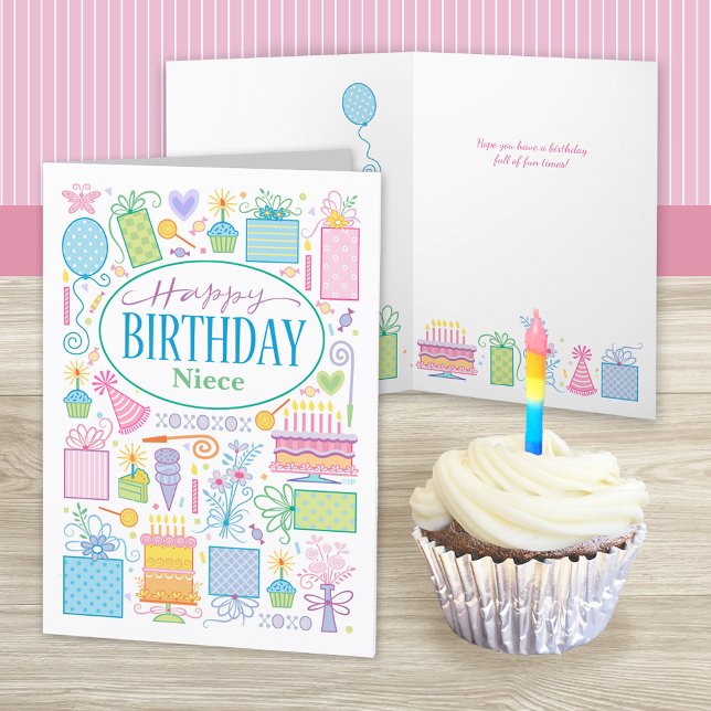 Cartão de ícones de aniversário da Niece (Criador carregado)