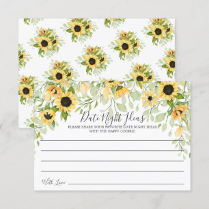 Cartão de Ideias Noturnas de Girassol Amarelo de 