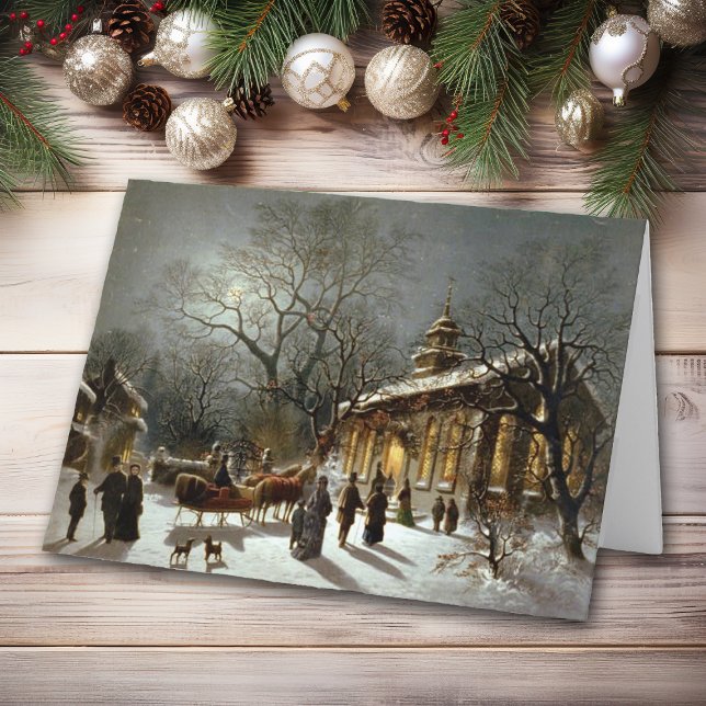 Cartão de Igreja de Natal Antigo e Moçado (Criador carregado)