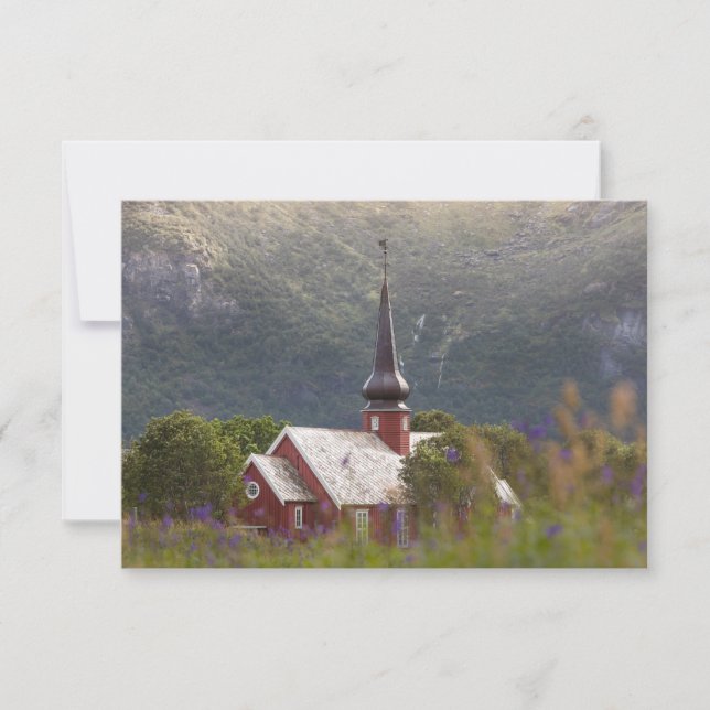 Cartão de Igreja Flakstad das Ilhas Lofoten (Frente)