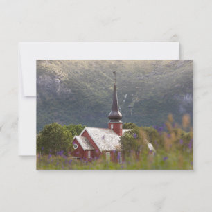 Cartão de Igreja Flakstad das Ilhas Lofoten