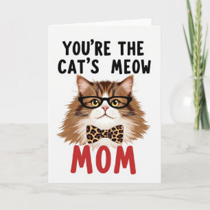 Cartão de Ilustração da Gatinha Mãe