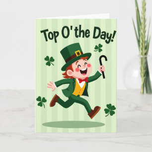 Cartão de Ilustração de Alegria do Leprechaun