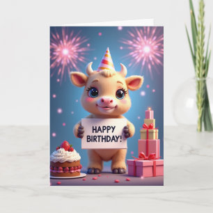 Cartão de Ilustração de Bezerro de Aniversário Ale