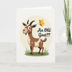 Cartão de Ilustração de Cabra de Aniversário Engra