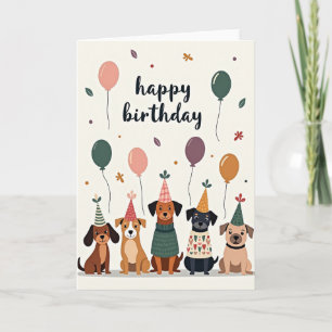 Cartão de Ilustração de Cachorro de Aniversário Al