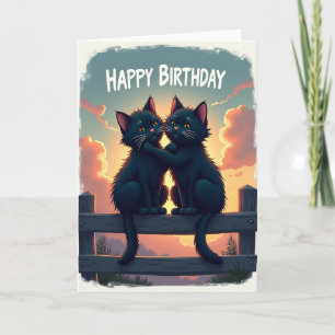 Cartão de Ilustração de Gato Carinhoso
