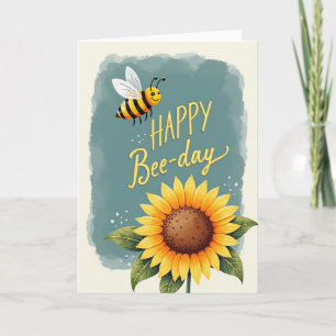 Cartão de Ilustração de Girassol de Aniversário de