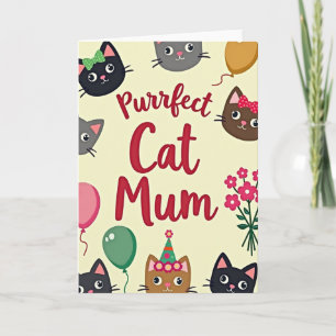 Cartão de Ilustração de Mãe de Gato Perfeita
