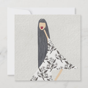 Cartão de Ilustração de Moda Glam Floral Feminina