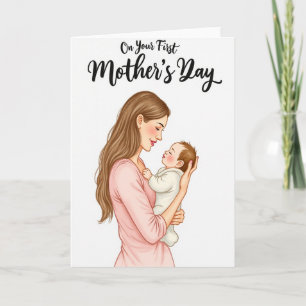 Cartão de Ilustração de Nova Mãe