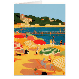 Cartão de Ilustração de Praia da Riviera Francesa