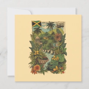 Cartão de Ilustração de Viagem Jamaica Estilo Vint