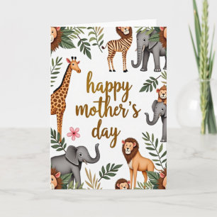 Cartão de Ilustração do Dia das Mães na Selva