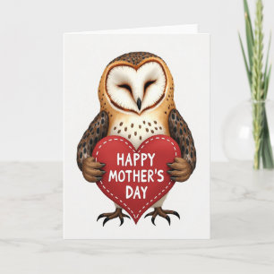 Cartão de ilustração do Dia das Mães Owl Heart