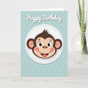 Cartão de Ilustração do Macaco de Aniversário