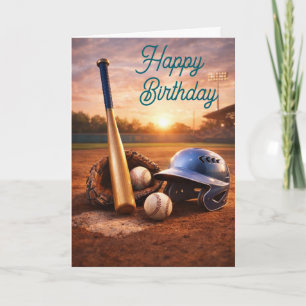 Cartão de Ilustração em Aquarela de Beisebol   Luv
