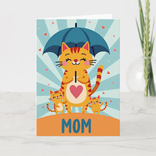 Cartão de Ilustração Gatos Mães Amam