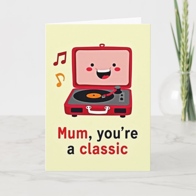 Cartão de Ilustração Retro Clássica para Mamãe (Frente)