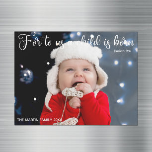 Cartão de Ímã de Foto de Bebê de Natal com Versícu