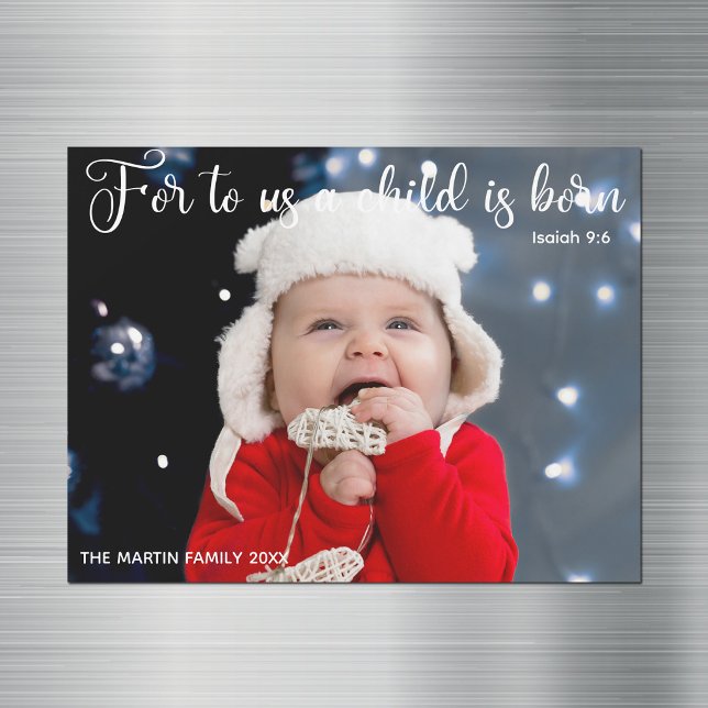 Cartão de Ímã de Foto de Bebê de Natal com Versícu (Criador carregado)