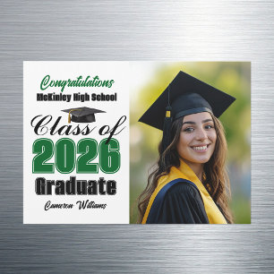 Cartão de Ímã de Foto de Formatura da Turma Verde