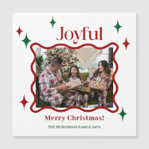 Cartão de Ímã de Natal com Foto de Família Alegre 