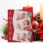 Cartão de Imagem de Natal da Família Red 3 Joyful<br><div class="desc">Cartão magnético de colagem de fotos de Natal vermelho moderno com 3 fotos de crianças em um padrão de instantâneos divertido que se sobrepõe à borda branca e a palavra Joyful escrita verticalmente ao lado. Encontre suas três fotos favoritas para este cartão de ímã de feriado da família.</div>