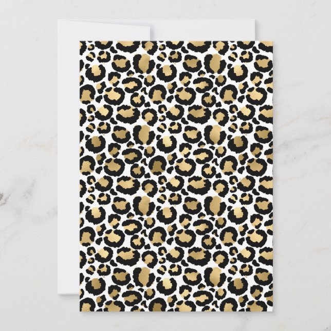 Cartão de impressão Dourado, branco e preto-leopar (Frente)