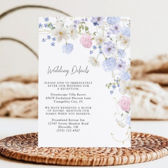 Cartão de Inclusão de Casamento com Flores Silvest (Criador carregado)