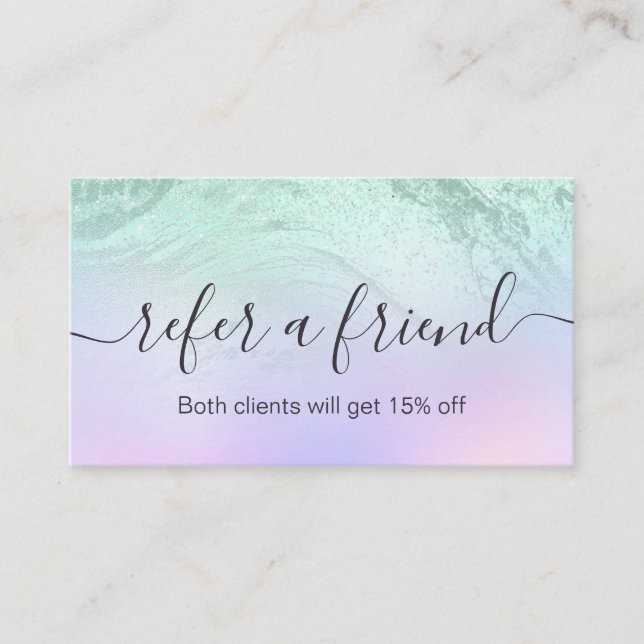 Cartão De Indicação Artista de maquiagem de mármore verde-menta legant (Frente)